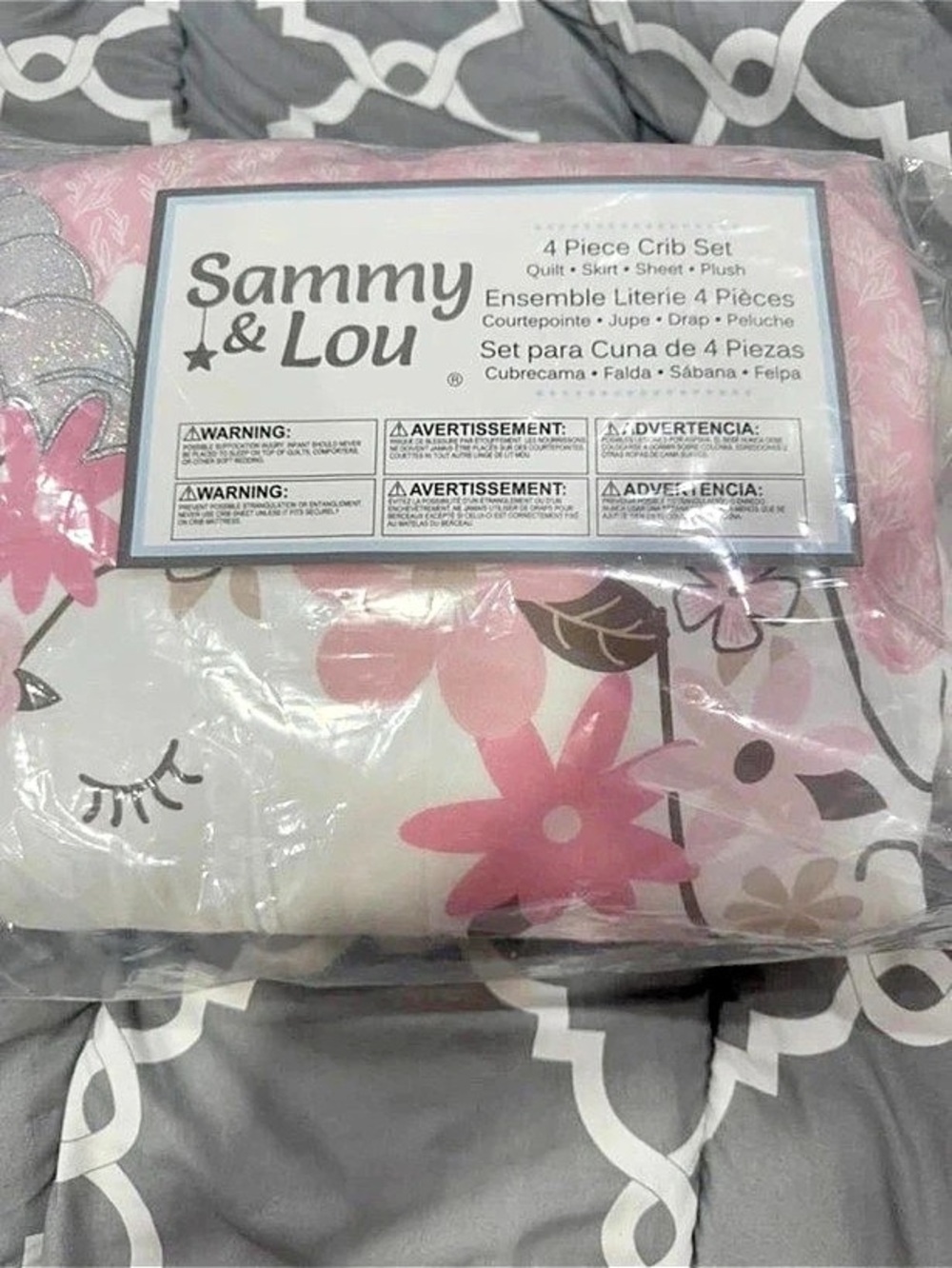 Sammy & Lou Mystical Dreams 4-Piece Crib Bedding Set Pink & White